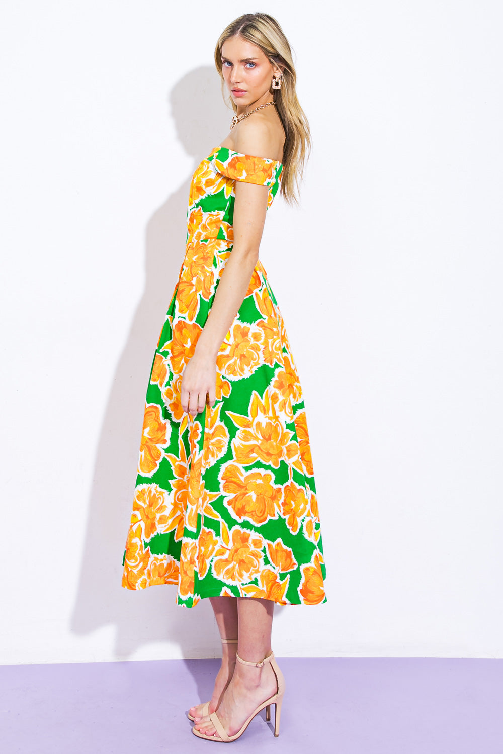WHERE I WANT TO BE TWILL MIDI DRESS Flying Tomato